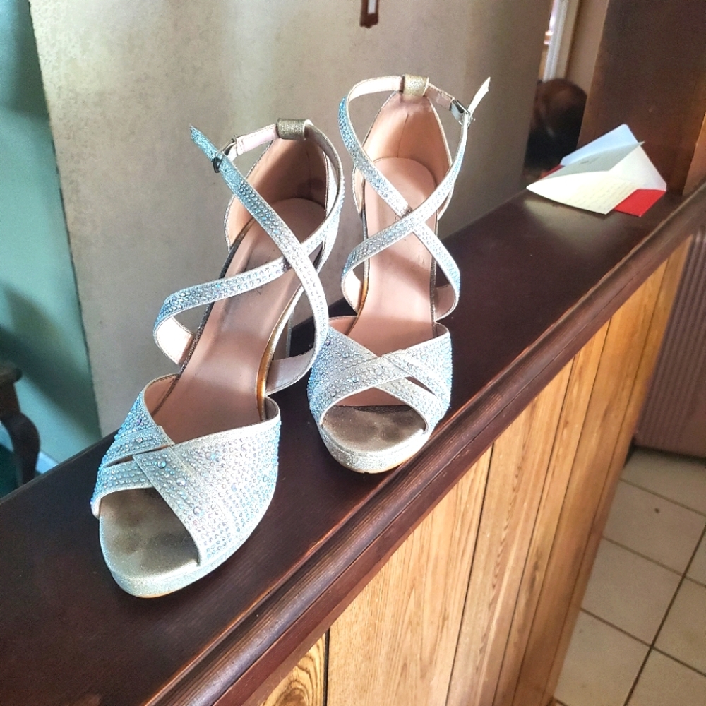 Silver bling stilettos